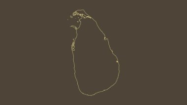 Sri Lanka haritası - çizgi film. Bölgeler. Sepya.