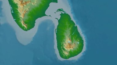 Sri Lanka haritası - sür. Bölgeler. Fiziksel.