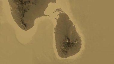 Sri Lanka haritası - sür. Bölgeler. Sepya.