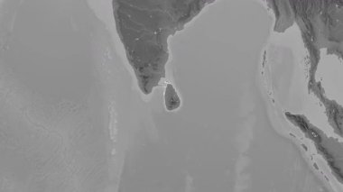 Sri Lanka haritası - özet. Bölgeler. Gri Tonlama.