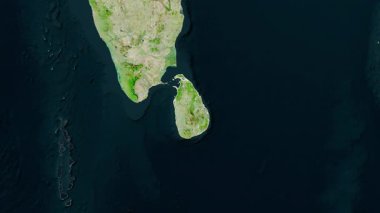 Sri Lanka haritası - yakınlaştır. Bölgeler. Uydu.