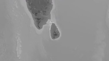 Sri Lanka haritası - yakınlaştır. Bölgeler. Gri Tonlama.