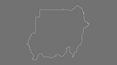 Sudan haritası - çizgi film. Bölgeler. Gri Tonlama.