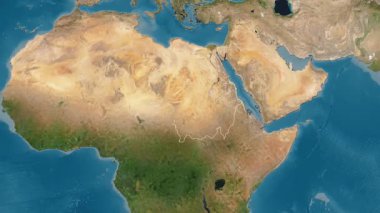 Sudan haritası - süzül. Bölgeler. Uydu.