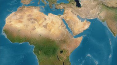 Sudan haritası - yakınlaştır. Bölgeler. Uydu.