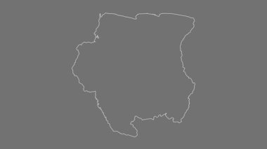 Surinam haritası - çizgi film. Bölgeler. Gri Tonlama.