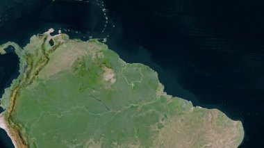 Surinam haritası - özüt. Bölgeler. Uydu.