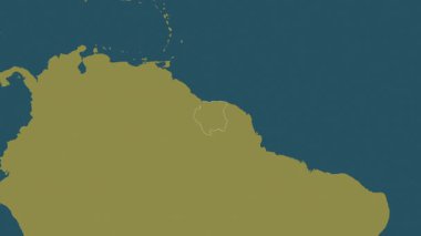 Surinam haritası - özüt. Bölgeler. Desen.