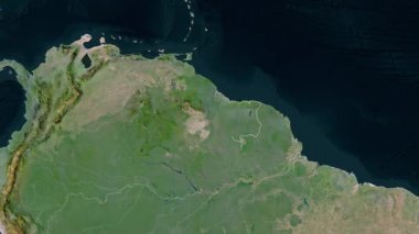 Surinam haritası - süzül. Bölgeler. Uydu.