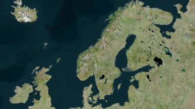 İsveç haritası - sür. Bölgeler. Uydu.