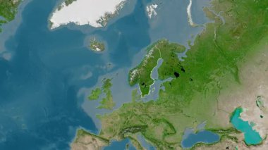 İsveç haritası - süzül. Bölgeler. Uydu.