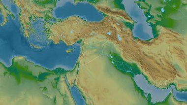 Suriye haritası - çıkartma. Bölgeler. Fiziksel.