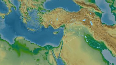 Suriye haritası - süzül. Bölgeler. Fiziksel.