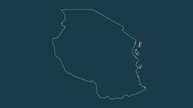 Tanzanya haritası - çizgi film. Bölgeler. Fiziksel.