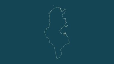 Tunus haritası - çizgi film. Bölgeler. Uydu.