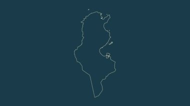 Tunus haritası - çizgi film. Bölgeler. Fiziksel.