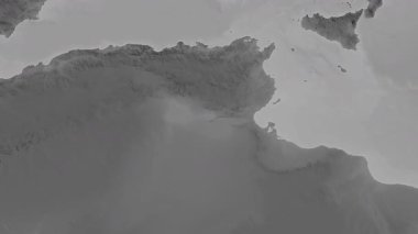 Tunus haritası - sür. Bölgeler. Gri Tonlama.