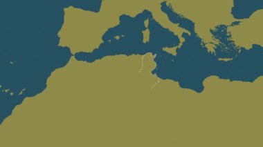 Tunus haritası - süzül. Bölgeler. Desen.