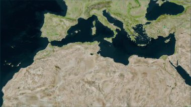 Tunus haritası - yakınlaştır. Bölgeler. Uydu.