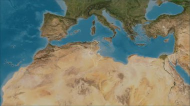Tunus haritası - yakınlaştır. Bölgeler. Uydu.