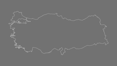 Türkiye haritası, çizgi film. Bölgeler. Gri Tonlama.