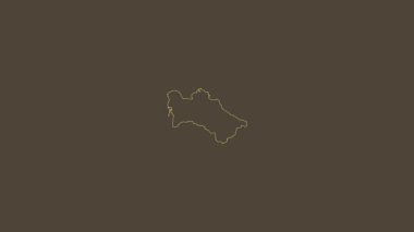 Türkmenistan haritası - sağlam. Bölgeler. Sepia. Etiketler