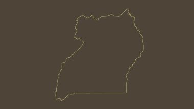 Uganda haritası - çizgi film. Bölgeler. Sepya.