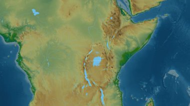 Uganda haritası - yakınlaştır. Bölgeler. Fiziksel.