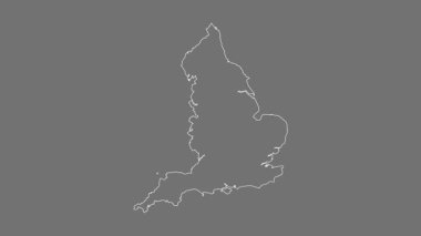 İngiltere - Büyük Britanya haritası - çizgi film. Bölgeler. Gri Tonlama.