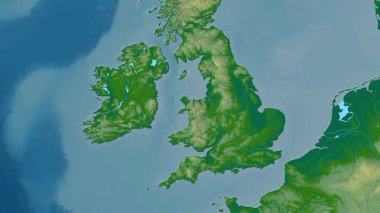 İngiltere - Büyük Britanya haritası- sür. Bölgeler. Fiziksel.