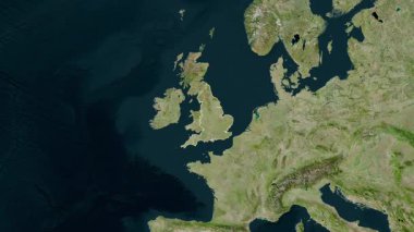İngiltere - Büyük Britanya haritası- zoom. Bölgeler. Uydu.