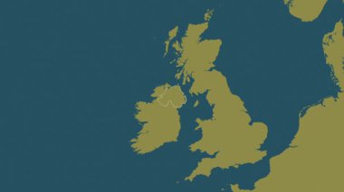 Kuzey İrlanda - Büyük Britanya haritası - zoom. Bölgeler. Desen.