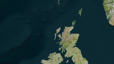 İskoçya - Büyük Britanya haritası- sür. Bölgeler. Uydu.