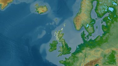 İskoçya - Büyük Britanya haritası- özü. Bölgeler. Fiziksel.