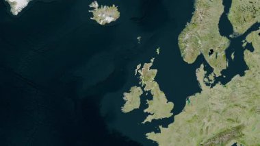 İskoçya - Büyük Britanya haritası- süzülüyor. Bölgeler. Uydu.