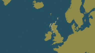 İskoçya - Büyük Britanya haritası- süzülüyor. Bölgeler. Desen.