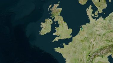 Galler - Büyük Britanya haritası- çıkarıldı. Bölgeler. Uydu.