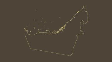 Birleşik Arap Emirlikleri haritası - çizgi film. Bölgeler. Sepya.