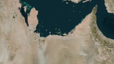 Birleşik Arap Emirlikleri haritası - sür. Bölgeler. Uydu.