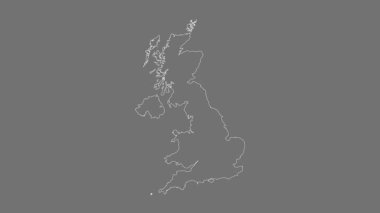 Birleşik Krallık haritası - çizgi film. Bölgeler. Gri Tonlama.
