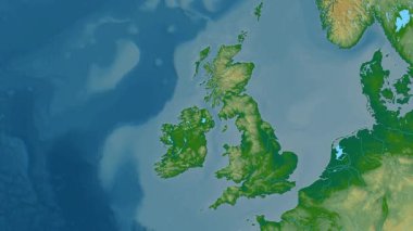 Birleşik Krallık haritası - sür. Bölgeler. Fiziksel.