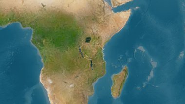 Tanzanya haritası - özüt. Sınır. Uydu.