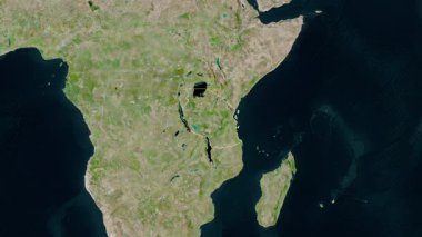 Tanzanya haritası - yakınlaştır. Sınır. Uydu.