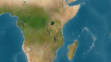 Tanzanya haritası - yakınlaştır. Sınır. Uydu.