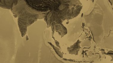 Tayland haritası - özüt. Sınır. Sepya.