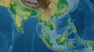 Tayland haritası - yakınlaştır. Sınır. Fiziksel.