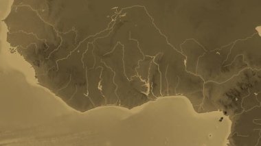 Togo haritası - süzül. Sınır. Sepya.