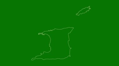 Trinidad ve Tobago haritası - çizgi film. Sınır. Uydu.