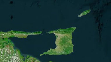 Trinidad ve Tobago haritası - sür. Sınır. Uydu.