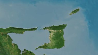 Trinidad ve Tobago haritası - sür. Sınır. Uydu.
